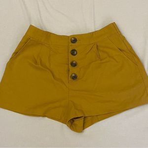 Forever 21 Contemporary Mustard Yellow Button Down Shorts